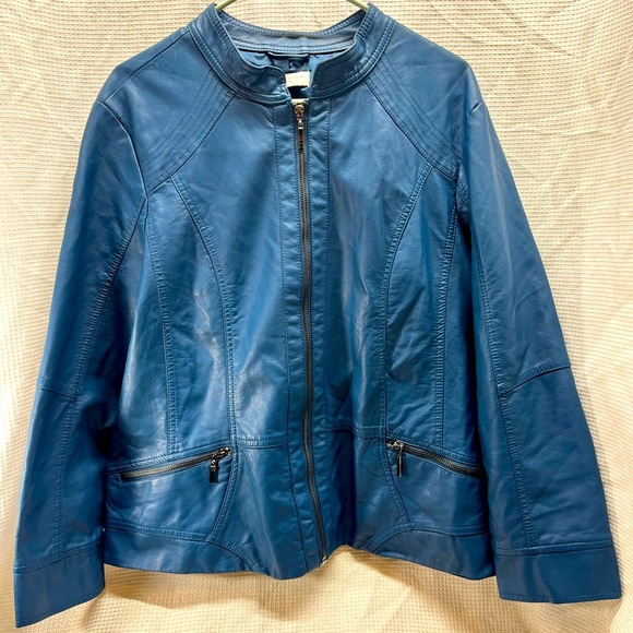 Christopher & Banks Faux Leather Jacket Sz L - Picture 1 of 11